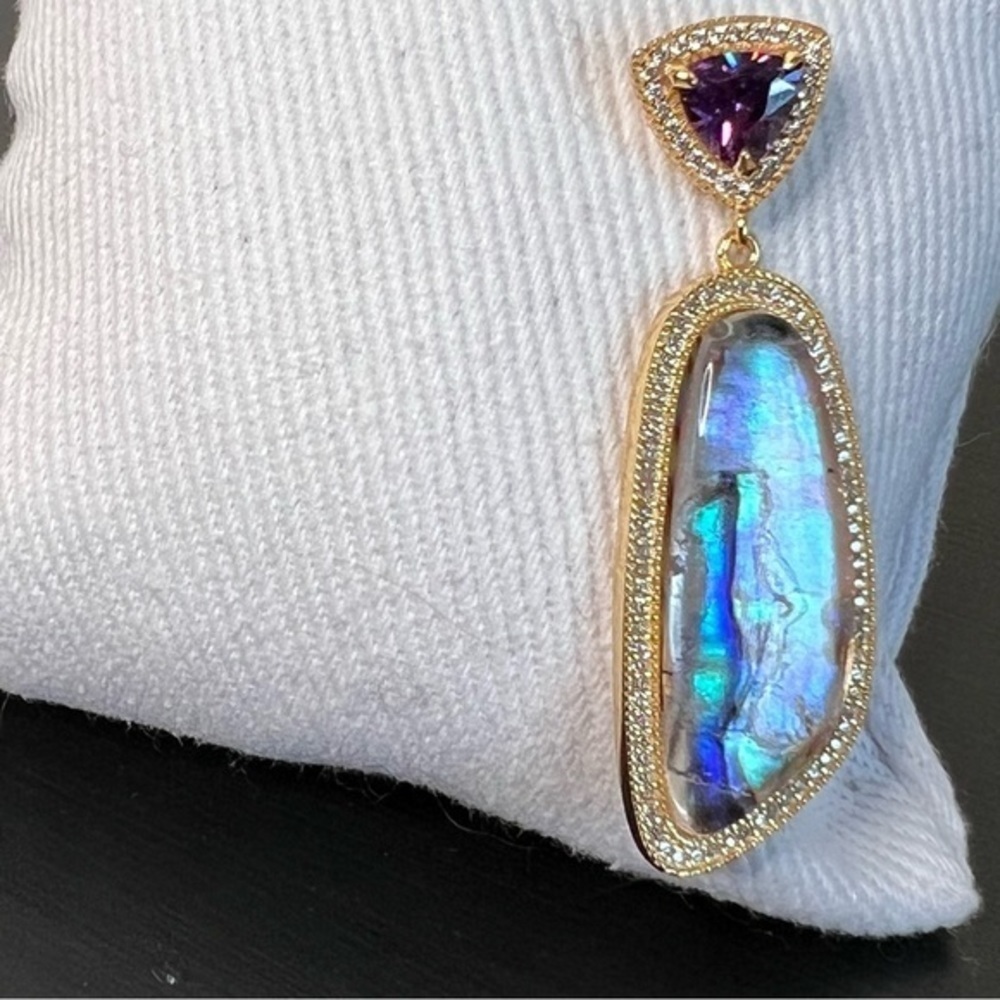 Savvy Cie Abalone 14k gold plated drop earrings NWT - Picture 6 of 7